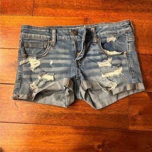 American Eagle Outfitters Light Wash Distressed Jean Shorts